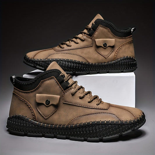 Men's Casual Stitch Solid Low Top Lace up Boots