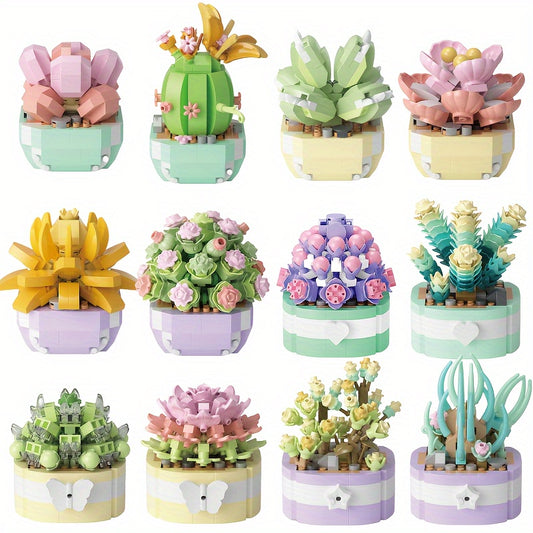 Succulent Cactus Building Blocks Bouquet Puzzle Toy