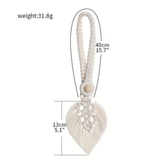 Bohemian Curtain Straps with Tassels & Leaf Shape Wooden Bead Tieback