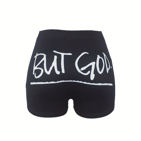 Women's Letter Print Skinny Shorts