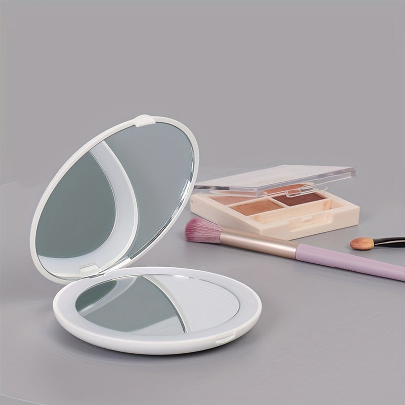 Travel LED Makeup Mirror 10X Magnification Portable Folding Round Mirror