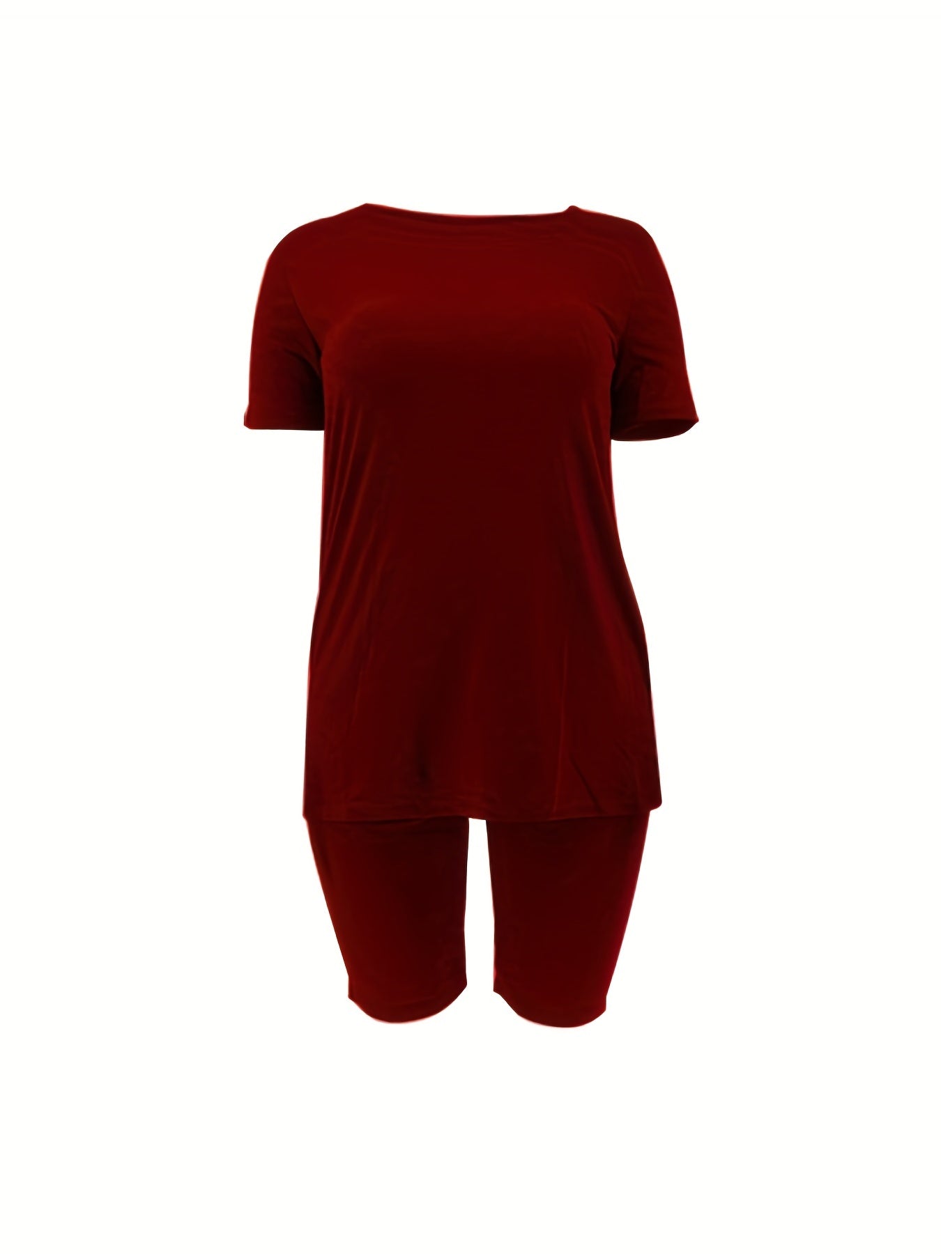 Women's Plus Solid Top & Shorts 2 Piece Set
