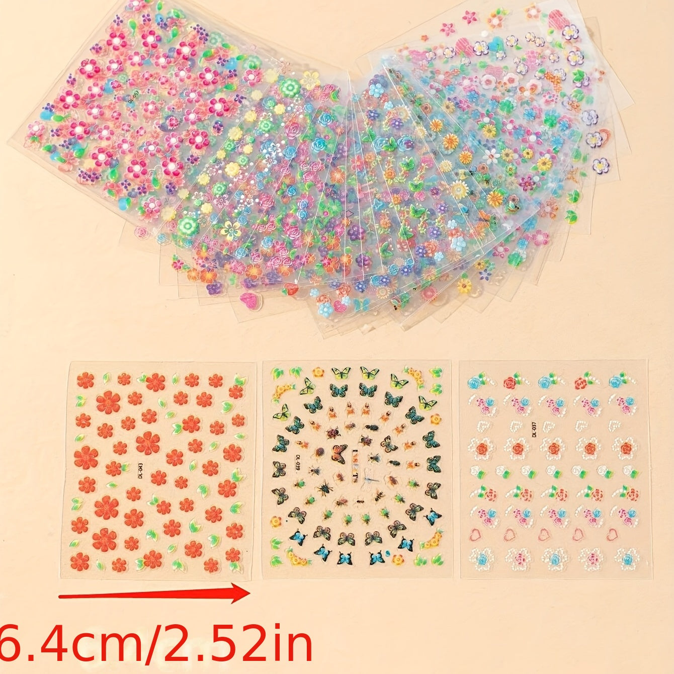 30pcs Floral Nail Art Stickers Various Flower & Cartoon Designs