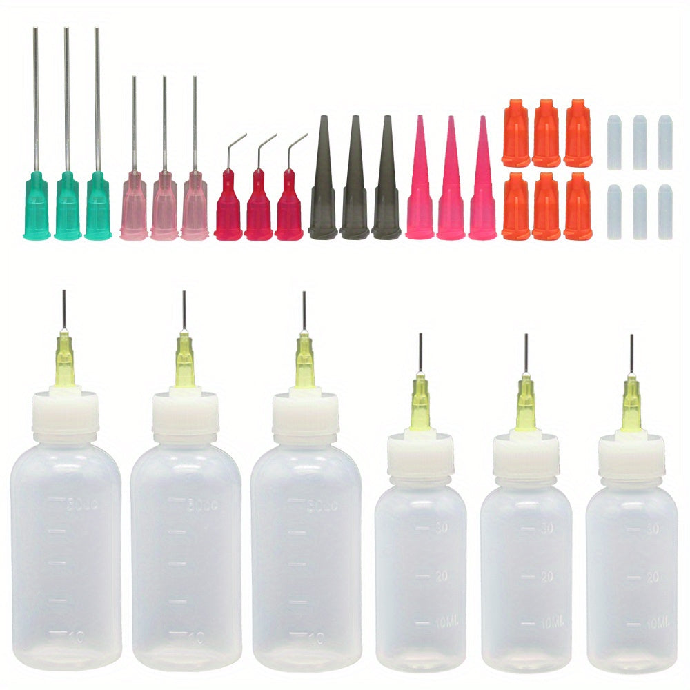 6pcs 30ml 50ml Needle Glue Squeeze Bottle Fine Tip Liquid Acrylic Pa