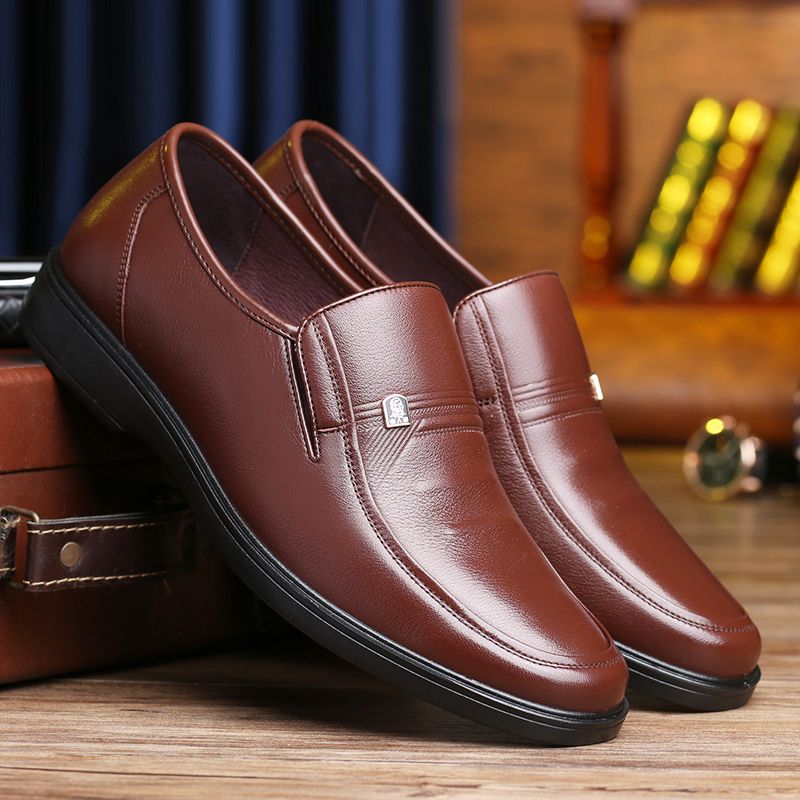LAORENTOU Men's Leather Slip On Oxford Shoes