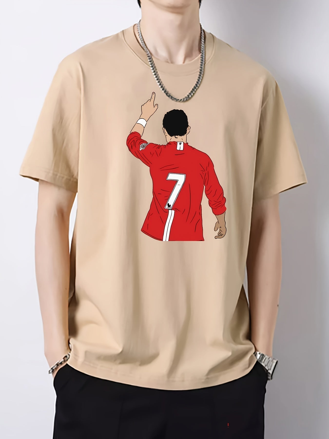 Creative Pattern Print Men's Graphic Cotton Crew Neck T-shirt