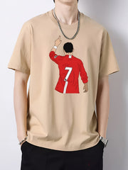 Creative Pattern Print Men's Graphic Cotton Crew Neck T-shirt