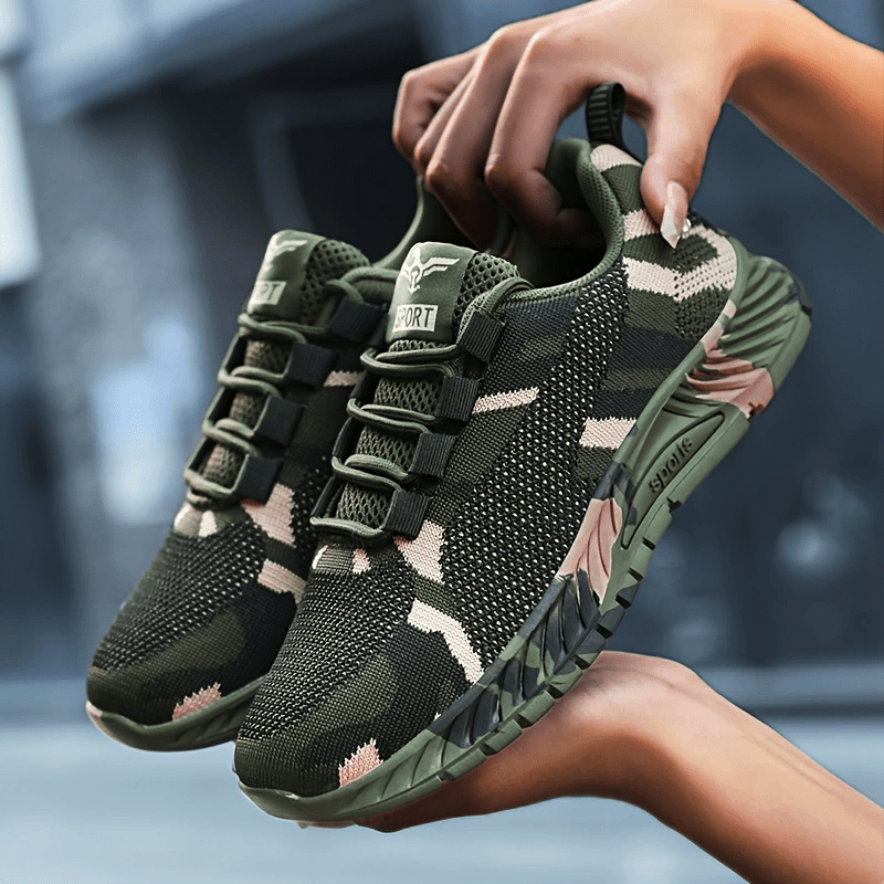 Women's Camo Print Lace-up Running Shoes Breathable Lightweight Sneakers