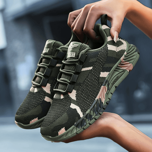 Women's Camo Print Lace-up Running Shoes Breathable Lightweight Sneakers