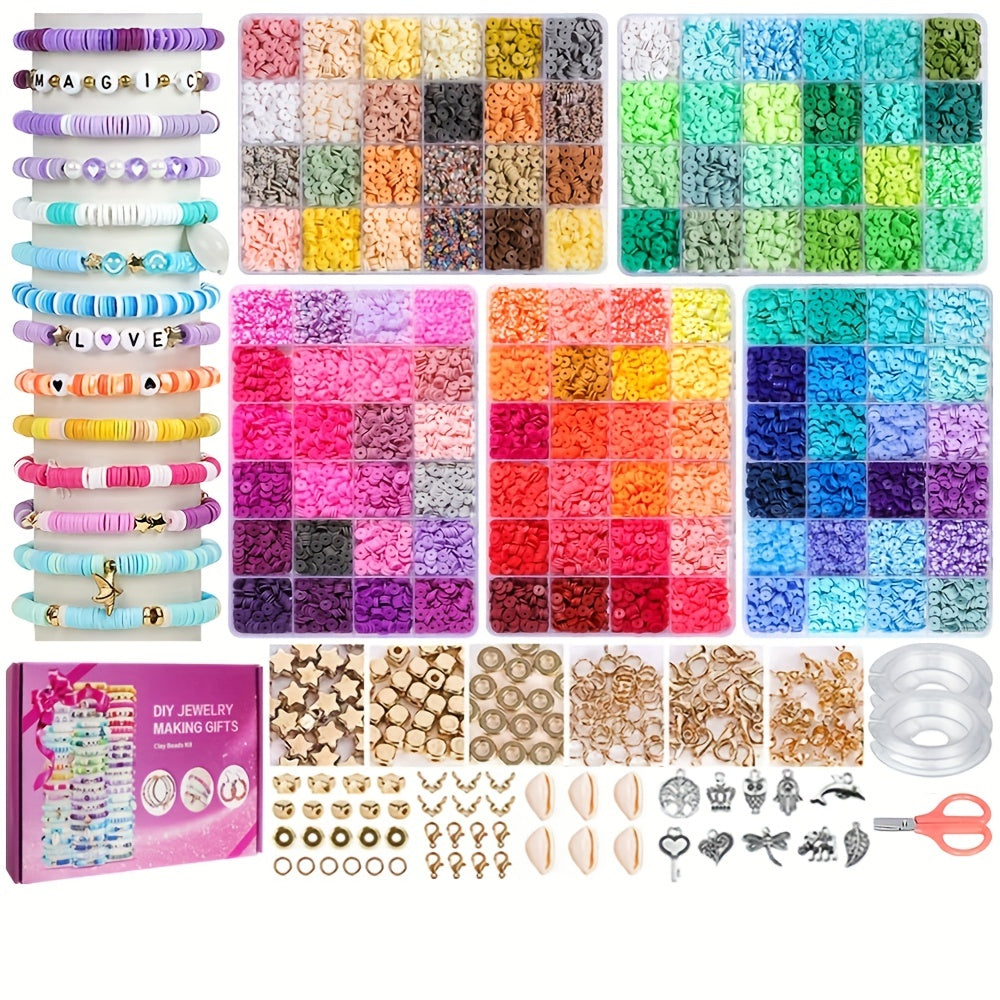 DIY Clay Beads Set For Bracelet Making Kit With Letters Pendant