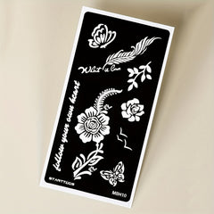 2 Sheets Hollow Juice Dye Paste Floral Feather Word Pattern Body Tattoo