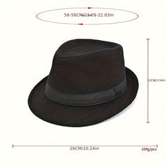 Men's Vintage Jazz Hat Short Brim Fedora Hat