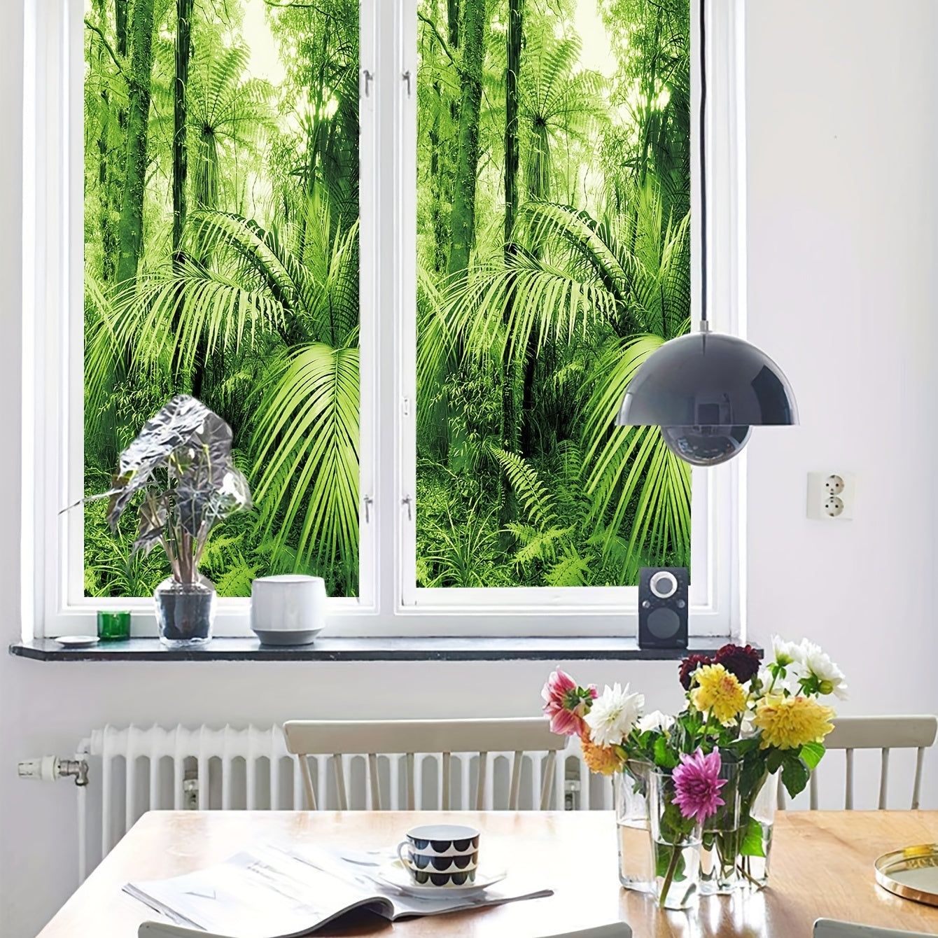 Forest Leaf Privacy Window Film for Home Decor