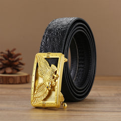 Men's Pattern Texture Belt with Automatic Buckle Vintage Style