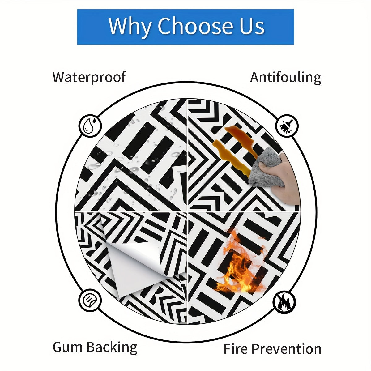 10pcs Waterproof Floor Sticker 0.7mm Thickeness for Home Decoratio