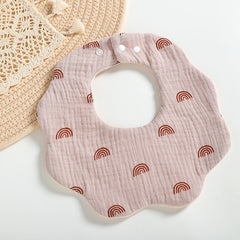 6-Layer Cotton Gauze Petal Bibs for Kids, 360 Degree Rotation, Anti-Spit Wipes