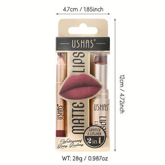 Matte Lipstick Lip Liner Set Nude Long Wear Waterproof Makeup