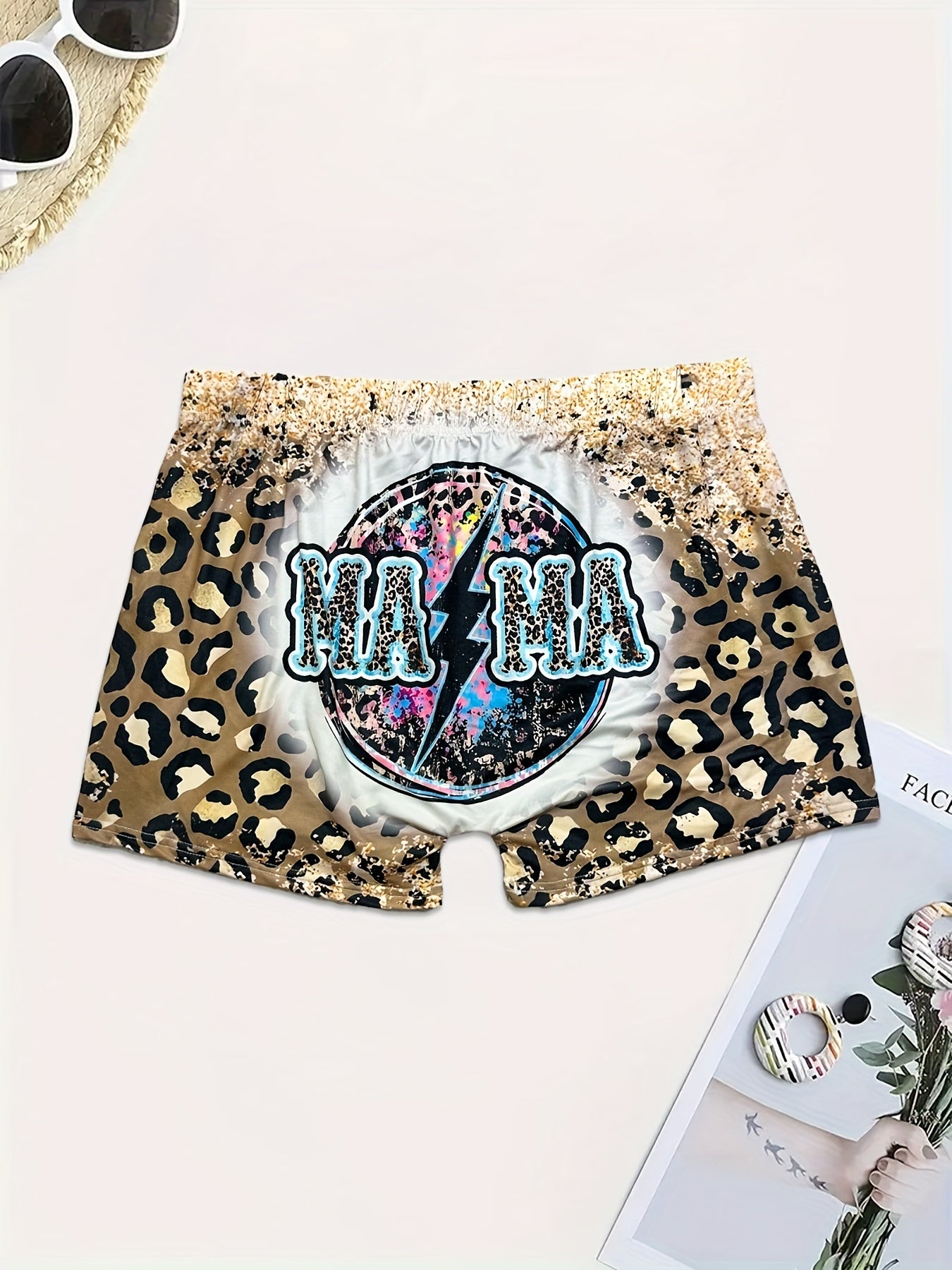  Leopard Print High Rise Stretch Shorts