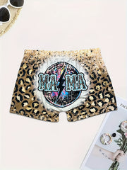  Leopard Print High Rise Stretch Shorts