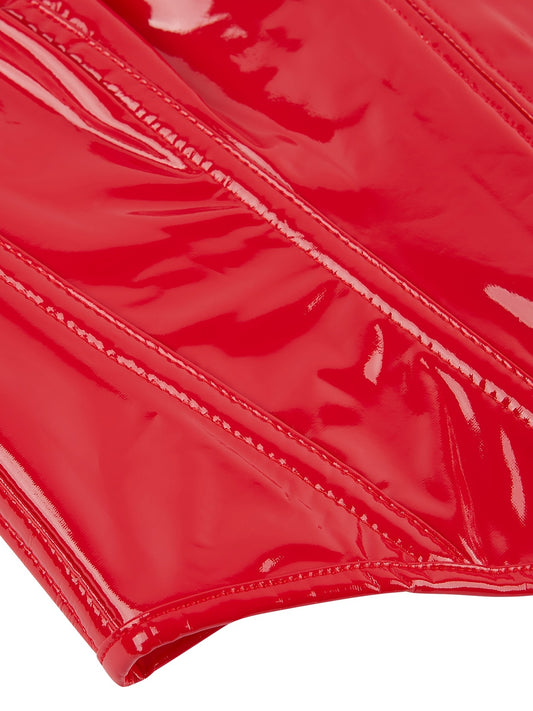 Red Strapless Corset Deep V Lace Up Body Shaper Women's Lingerie