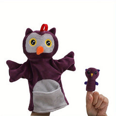 Plush Owl Hand Puppet with Red Beak & Yellow Eyes Storytelling Toy