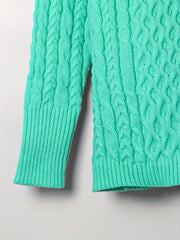  Casual Sweater Solid Cable Long Sleeve V Neck Jumper