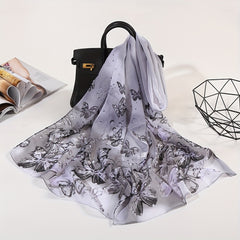 Butterfly Print Chiffon Scarf Tie Dye Gradient Shawl