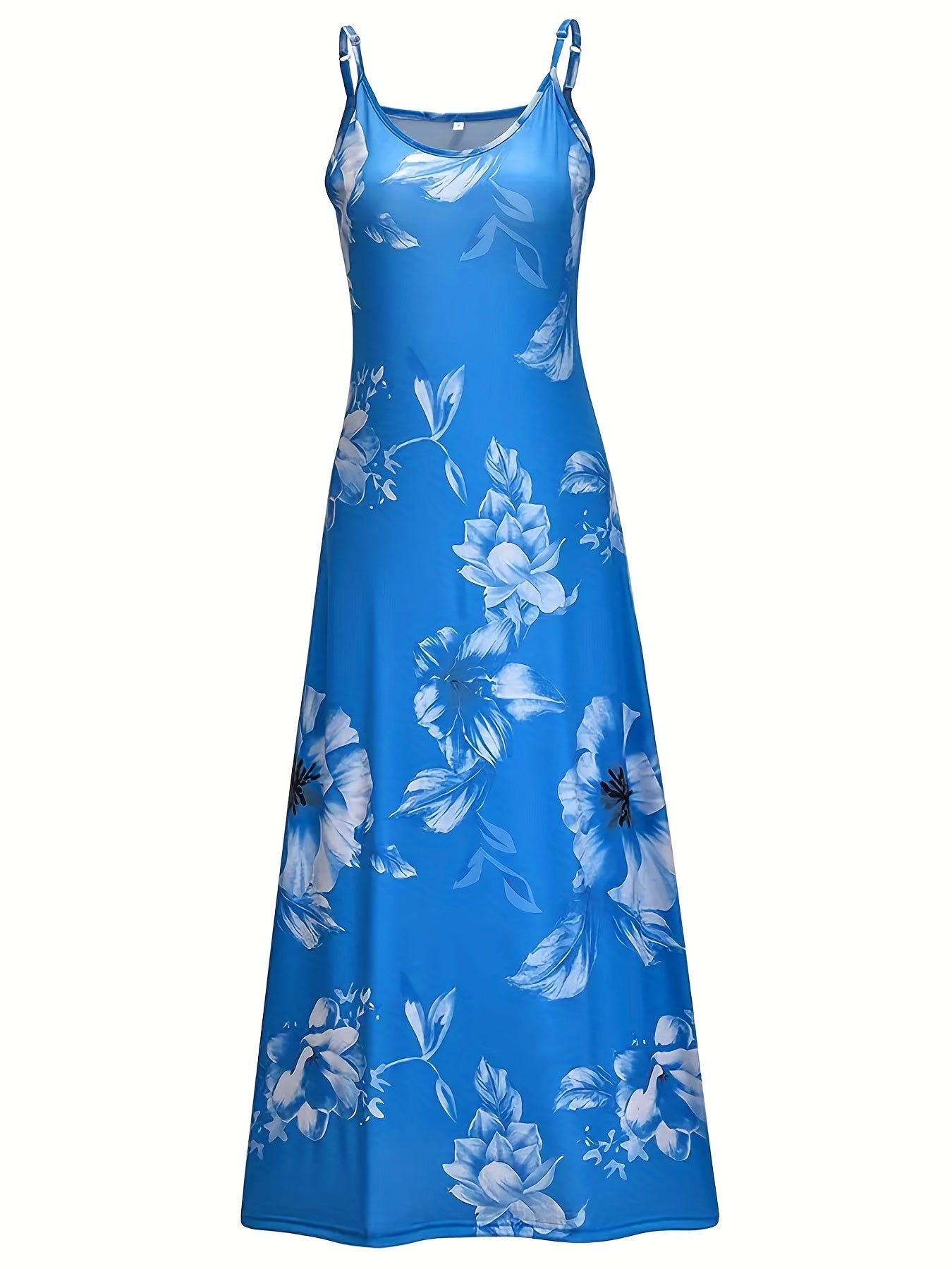  Floral Print Stretch V Neck Maxi Dress