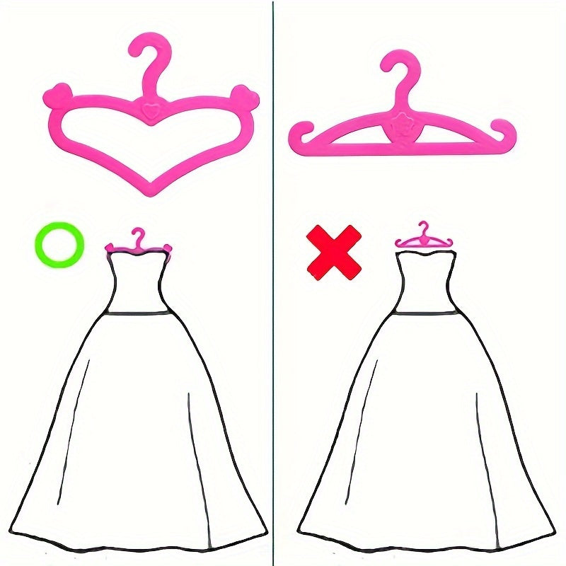 60pcs Pink Plastic Hanger Set for 29 Dolls Clothes Outfits Accessories
