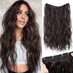 Invisible Wire Curly Hair Extensions Long Wavy Hairpiece