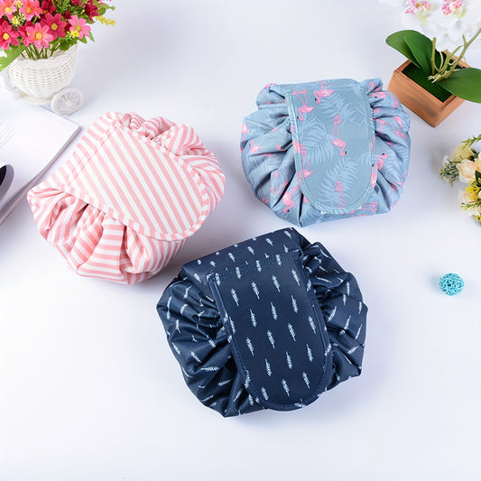 Lazy Drawstring Cosmetic Pouch Bag Portable Makeup Toiletry Kit Organizer