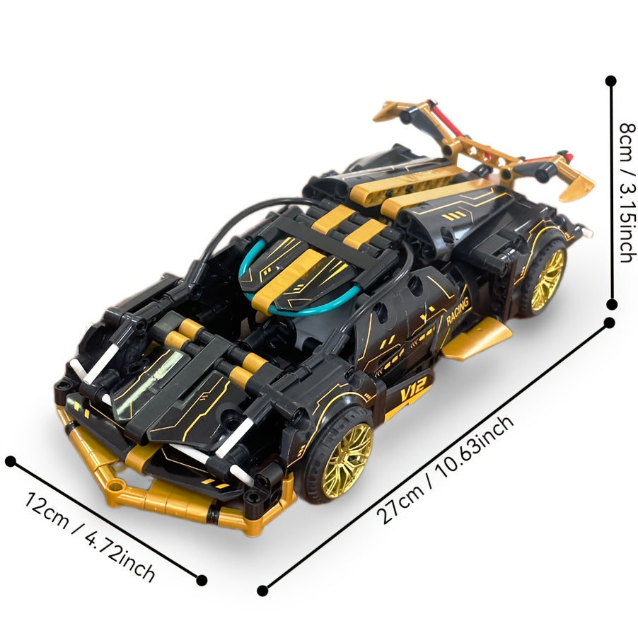 Golden Static V12 Sports Car Building Blocks Toys 1 18 Scale Adult Challenge