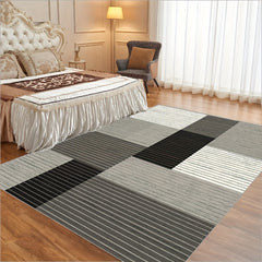 Geometric Line Print Area Rug for Living Room and Bedroom
