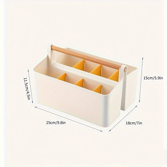 Wooden Handle Storage Box Pen Boxes Portable Grid Tools Plastic Boxes