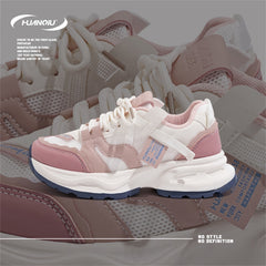 HUANQIU Lace Up Chunky Mesh Sneakers Platform Outdoor Running Shoes