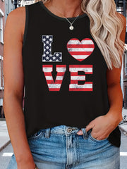  Independence Casual Tank Top Women's Plus Flag Pattern Graphic Print