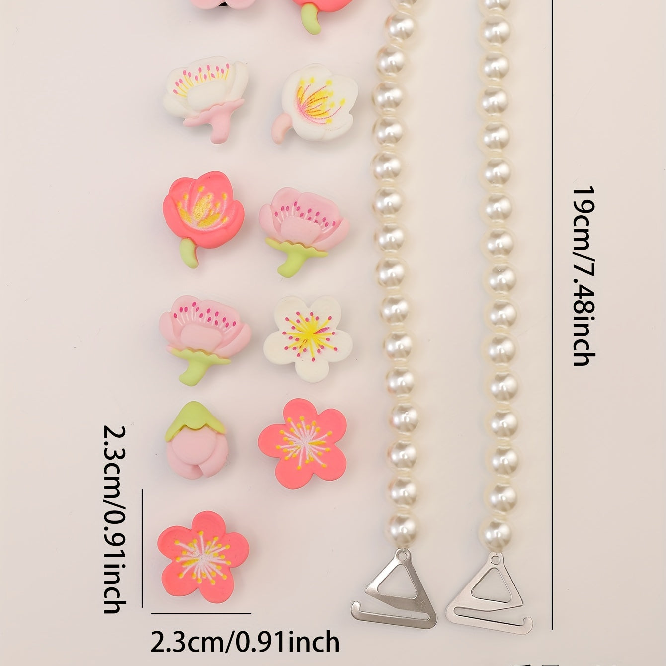 Cartoon Flower & Faux Pearl Shoe Charms - Resin Shoe Accessories