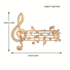 Rhinestone Notes Brooch Sweater Pin for Men