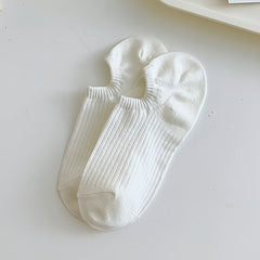 5 Pairs Ribbed Ankle Socks Casual & Comfy Women's Stockings
