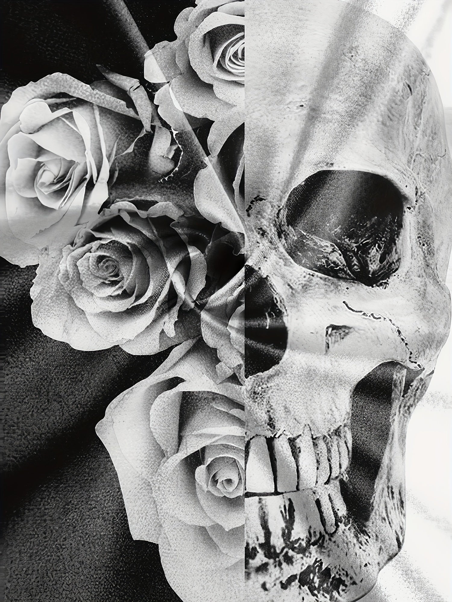 Skull Rose Block Print Men's Casual Sweatshirt & Sweatpants Set