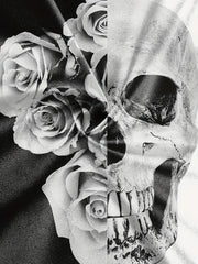 Skull Rose Block Print Men's Casual Sweatshirt & Sweatpants Set