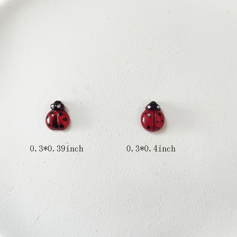 20 Pcs Ladybug Nail Art Resin Charms 3D Nail Decor