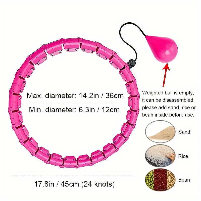 Detachable 24 Sections Pilates Fitness Hoop Exercise Ring With Weighted Ball