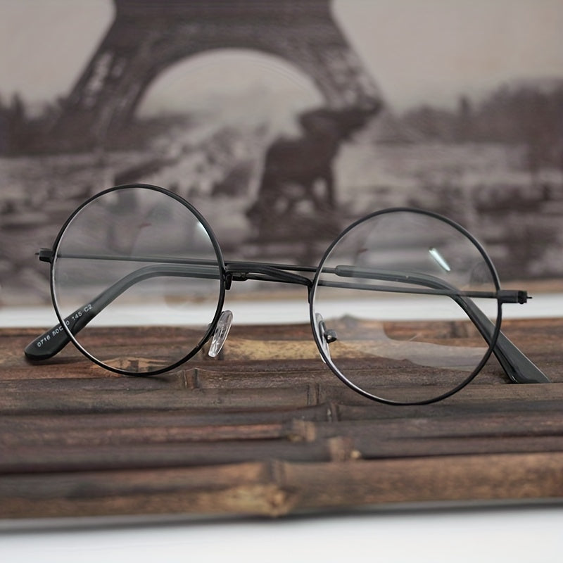 Round Clear Lens Glasses For Women Men Students Metal Myopia Spectacles