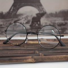 Round Clear Lens Glasses For Women Men Students Metal Myopia Spectacles