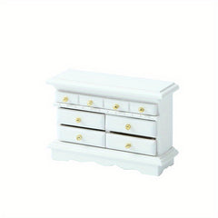 1:16 Dollhouse Furniture Wooden Cabinet w/ 3 Drawers & Golden Knobs