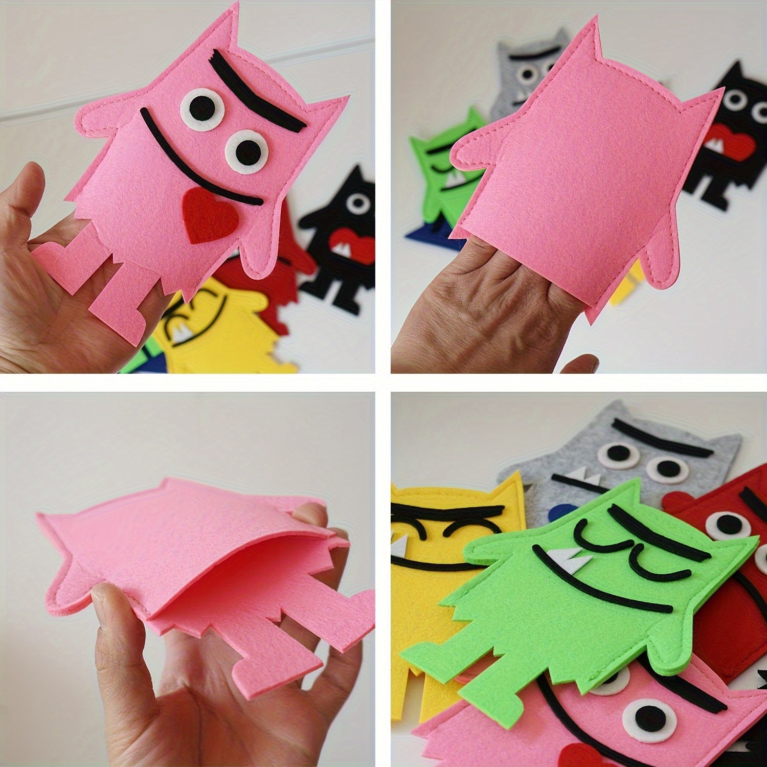 7pcs Emotional Monster Felt Puppet Set English Picture Book Teaching Tool