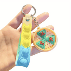 Cartoon Food Steamer Bag Keychain Pendant for Students