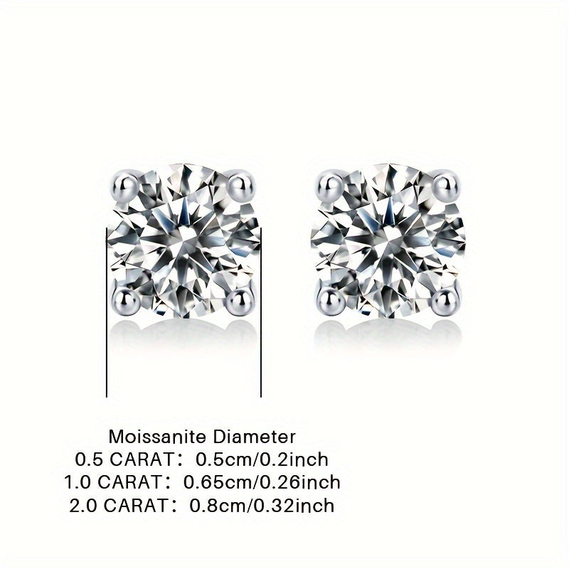 Moissanite Stud Earrings Sterling Silver Women's Jewelry Decor