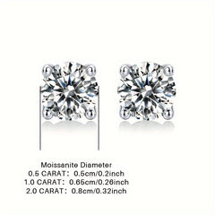 Moissanite Stud Earrings Sterling Silver Women's Jewelry Decor